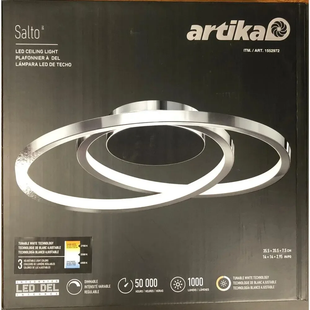 Artika Salto LED Integrated Flush Mount Ceiling Light Chrome